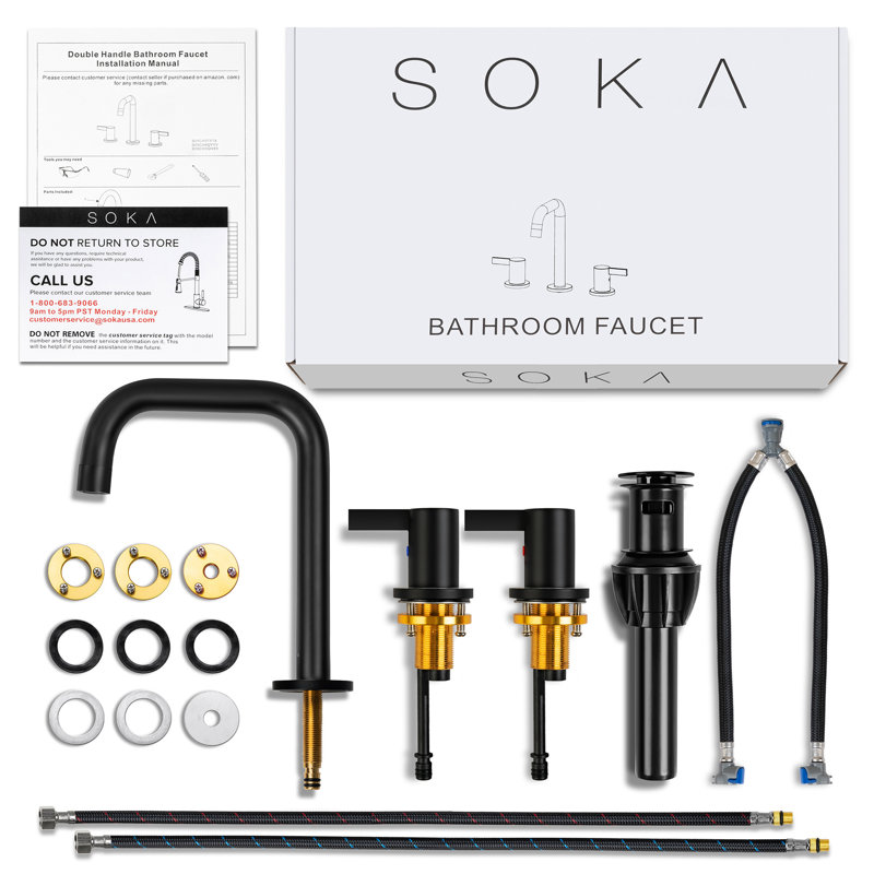 SOKA Widespread Faucet 2handle Bathroom Faucet with Drain Assembly Wayfair